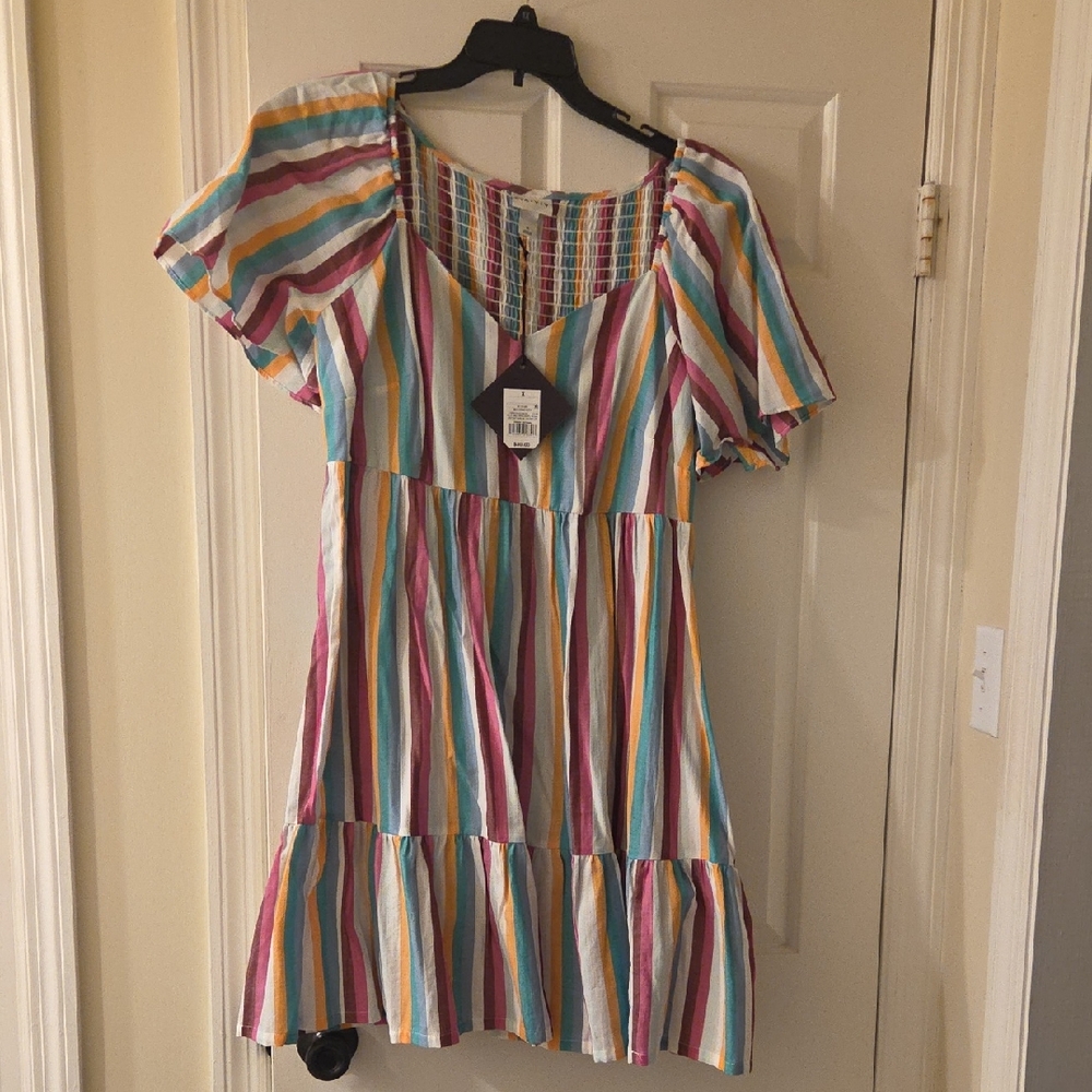 Ava & Viv Multicolor Striped Mini Dress